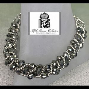 FIFTH Avenue Collection dark gray silver twisted beaded bracelet